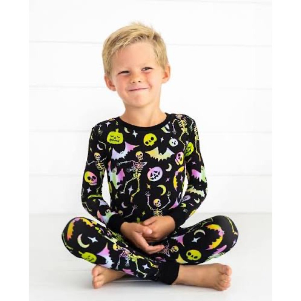Little Sleepies Cool Ghouls Bamboo Pajama Set Halloween Black Long Sleeve 5/6